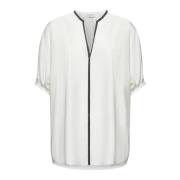 Witte Katoenen Tuniek Shirt met Kimono Mouwen Brunello Cucinelli , Bei...