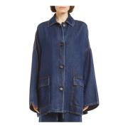 Denim Overjas met Knopen P.a.r.o.s.h. , Blue , Dames