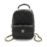 Pre-owned Leather backpacks Chanel Vintage , Black , Dames