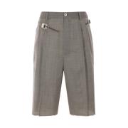 Grijze wollen shorts met riemlussen Magliano , Gray , Heren