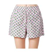 Bloemenkatoenen shorts roze elastische taille MC2 Saint Barth , Multic...