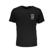 Zwart Katoenen T-shirt met Print Logo Bikkembergs , Black , Heren