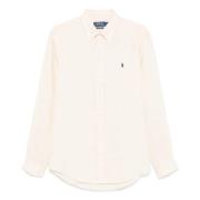 Geborduurd Linnen Overhemd Polo Ralph Lauren , Beige , Heren