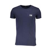 Blauw Katoenen Bedrukt Logo T-Shirt Cavalli Class , Blue , Heren