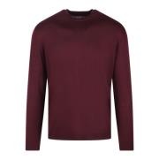 Merino Wol Crew Neck Sweater Low Brand , Red , Heren