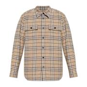 Wollen shirt met ruitpatroon Burberry , Beige , Heren