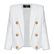 Korte jas met decoratieve applicaties Balmain , White , Dames