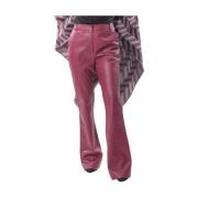 Eco-Leren Bootcut Broek - Hoge Taille, Franse Zakken Fracomina , Red ,...