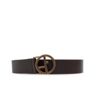 Leren riem Giorgio Armani , Brown , Heren