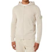 Luxe Wol Zip Hoodie Beige Stone Island , Beige , Heren