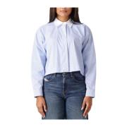 Gestreepte Crop Shirt voor Vrouwen Co'Couture , Blue , Dames