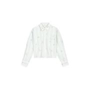 Spiral Embro Logo Stripe Shirt Olaf Hussein , White , Dames