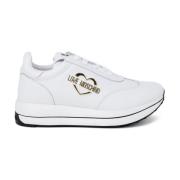 Witte Leren Veterschoenen Love Moschino , White , Dames