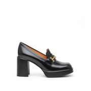 Zwarte leren hakmocassin Tod's , Black , Dames