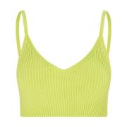 Geribbelde Gebreide Crop Top Samsøe Samsøe , Green , Dames