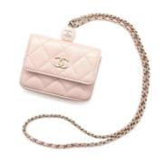 Pre-owned Leather wallets Chanel Vintage , Pink , Dames