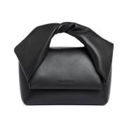 Zwarte Schoudertas van Lamsvacht met Logo JW Anderson , Black , Dames