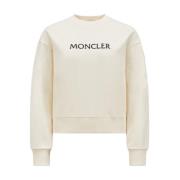 Geborduurd Logo Katoenen Sweatshirt Moncler , White , Dames