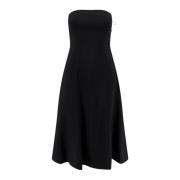 Uitlopende Viscose Jurk Semicouture , Black , Dames