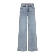 Denim High Waist Wide Leg Jeans Freequent , Blue , Dames