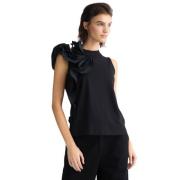 Glamoureuze Zwarte Gedrapeerde Top Liu Jo , Black , Dames