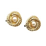 Pre-owned Pearl earrings Celine Vintage , Yellow , Dames