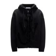 Zwarte Hoodie Cardigan van Wol JW Anderson , Black , Heren