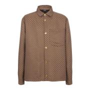 Overshirt in Jacquard Mini Monogram Balmain , Brown , Heren