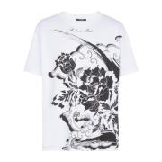 Bloemenprint T-shirt Balmain , White , Heren