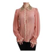 Paillet Kant Blouse Shirt Dolce & Gabbana , Pink , Dames