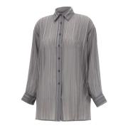 Grijze Satijnen Streep Oversized Shirt Remain Birger Christensen , Gra...