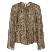 Cheetah V Neck Top Michael Kors , Brown , Dames