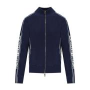 Blauw en Ivoor Cardigan met Logo Banden Elisabetta Franchi , Blue , Da...