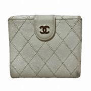 Pre-owned Leather wallets Chanel Vintage , White , Dames