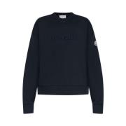 Logo Sweatshirt Navy Katoen Ronde Hals Moncler , Blue , Dames