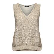 Asymmetrische Ribtop met Logoprint Max Mara Weekend , Gray , Dames