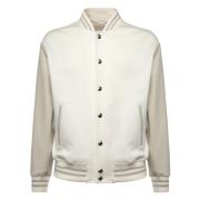 Wol Kasjmier Jas met Contrast Mouwen Eleventy , White , Heren