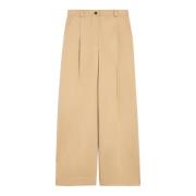 Wijde katoenen broek Max Mara Weekend , Beige , Dames