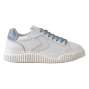 Metallic Kalfsleren Sneakers Voile Blanche , White , Dames