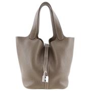 Pre-owned Leather handbags Hermès Vintage , Gray , Dames