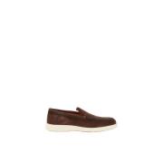 Moderne suède loafers met rubberen zool Santoni , Brown , Heren