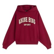 Rode Wijn Hoodie Sportief Chic Anine Bing , Red , Dames