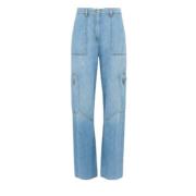 Cargo Denim Broek met Juweel Detail Elisabetta Franchi , Blue , Dames