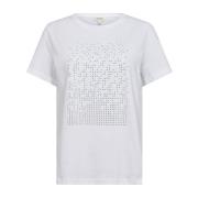 Witte en Zilveren T-shirt met Studs Part Two , White , Dames