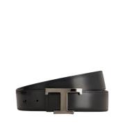 Tijdloze T Omkeerbare Leren Riem Tod's , Black , Heren