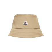 Beige bøllehoed met logodetail Moncler , Brown , Dames