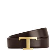 Omkeerbare leren riem met T-gesp Tod's , Brown , Heren