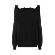 Zwarte Oversized Trui met Cut-Out Detail Rick Owens , Black , Heren