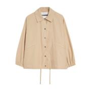 Logo-print waterafstotende jas met capuchon Jil Sander , Beige , Dames