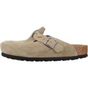 Gebreide Suède Leder Mules Birkenstock , Beige , Dames